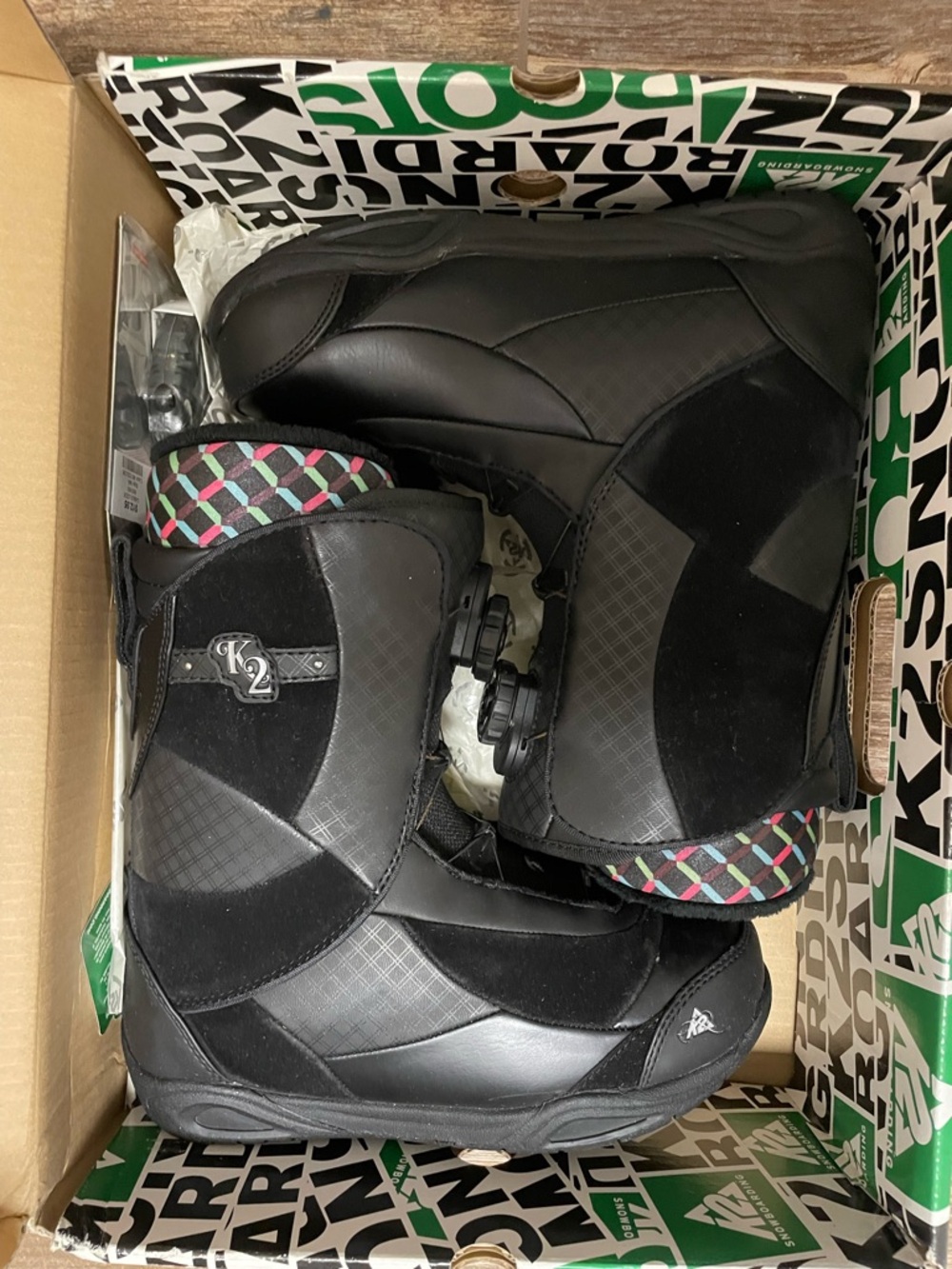 Burton K2 Black Snowboard Boots with Patterned Trim